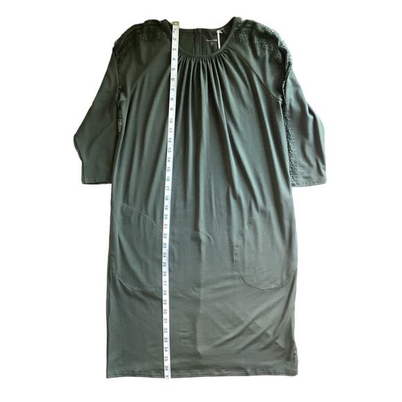 NWT Garnet Hill Luna-Lace Inset Sheath Dress XS Green Stretch Pockets Zip Accent - Picture 11 of 16